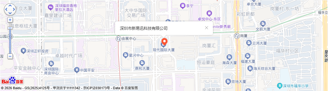 公司位置地图，原站地图截图：深圳福田区现代国际大厦